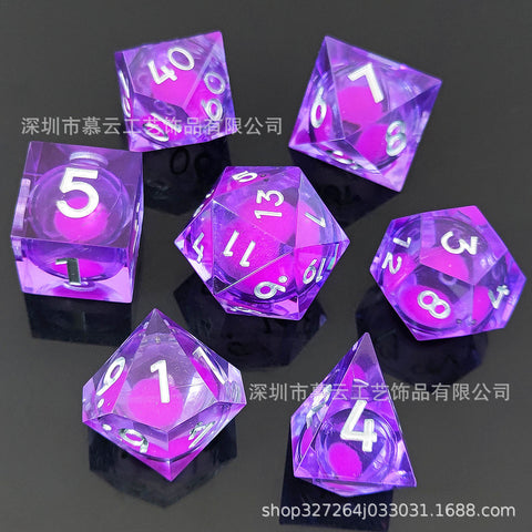Resin Liquid Core Dice Set – Flowing Glitter DND Dice Multiple colors available