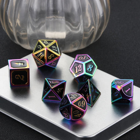 Zinc Alloy Metal Polyhedral Dice Set – Multiple colors available for DND & Tabletop RPGs