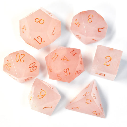 Natural Crystal Dice Set – Hand-Carved, Unique D4–D20 Polyhedral Dice