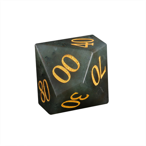 Natural Labradorite Dice Set with Gold Engraved Numbers – Crystal Polyhedral Dice for Dungeons and Dragons, Pathfinder, and Tabletop RPGs
