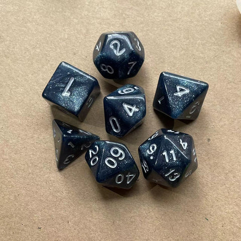 Starlight Mystery Acrylic Dice Set – 15 Random Colors, 7 Polyhedral Dice for DND, RPG, Pathfinder & Tabletop Games