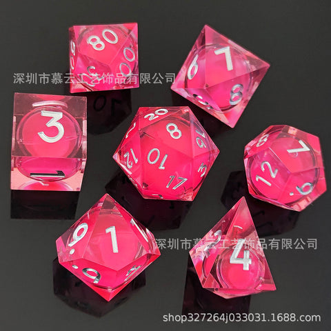 Resin Liquid Core Dice Set – Flowing Glitter DND Dice Multiple colors available