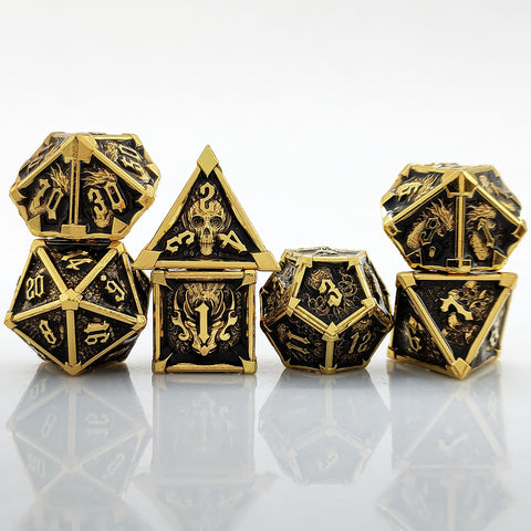 Phantom's Gambit Zinc Alloy Metal Dice Set with Skull Engraving – Multiple Color Options Available