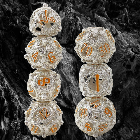 Infermor Metal Hollow Dice Set – 7 Dice, Copper Material, 10 Stunning Color Options