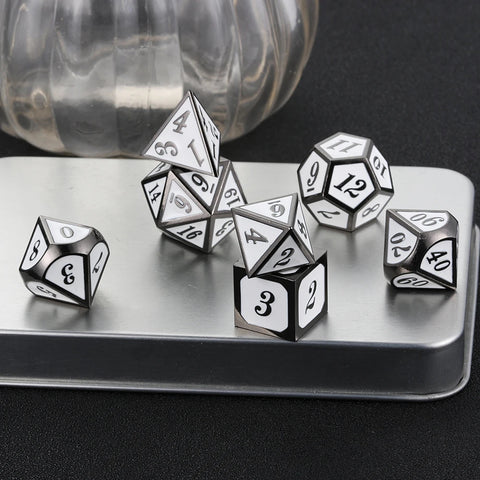 Zinc Alloy Metal Polyhedral Dice Set – Multiple colors available for DND & Tabletop RPGs