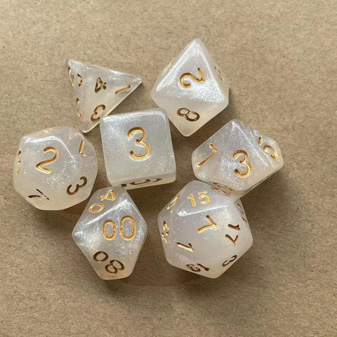 Starlight Mystery Acrylic Dice Set – 15 Random Colors, 7 Polyhedral Dice for DND, RPG, Pathfinder & Tabletop Games