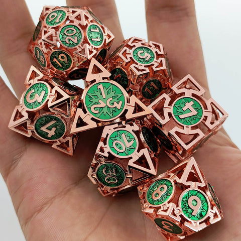 Solid Copper Arrow Hollow RPG Dice Set – 8 Dual‑Tone Colors