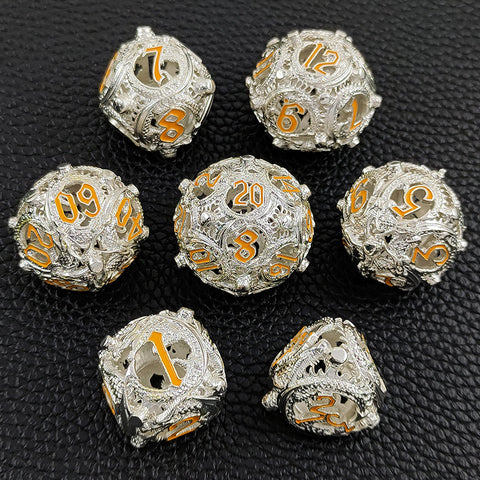 Infermor Metal Hollow Dice Set – 7 Dice, Copper Material, 10 Stunning Color Options