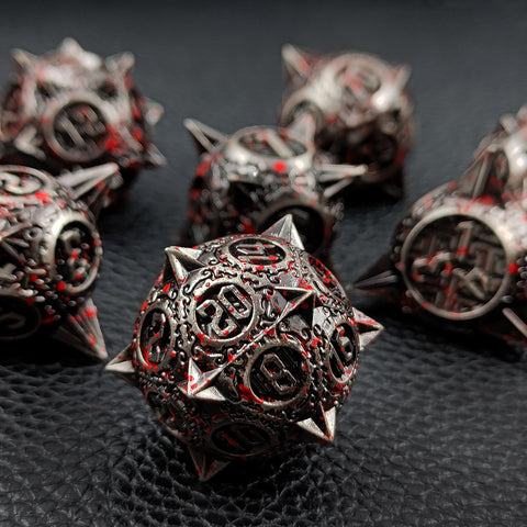 Meteoric Mace Solid Metal Dice Set – Stunning Color Options (Copper‑Blue, Bloodstain, Iridescent, etc.)