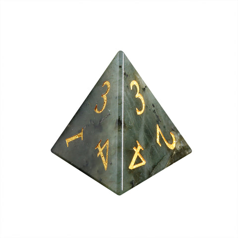 Natural Labradorite Dice Set with Gold Engraved Numbers – Crystal Polyhedral Dice for Dungeons and Dragons, Pathfinder, and Tabletop RPGs