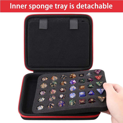 Premium Dice Storage Case with Removable Slotted Tray – Oxford Fabric & EVA – Holds up to 10 Dice Sets – Portable Handle