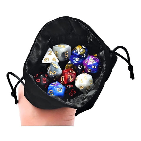 3-Pack Large Velvet Dice Bags – Red, Black & Gray – Round Bottom, Satin Lining, Double Drawstring – Holds Up to 100 Dice Each