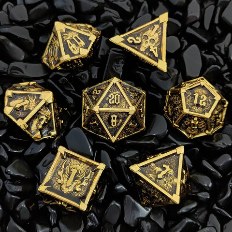 Phantom's Gambit Zinc Alloy Metal Dice Set with Skull Engraving – Multiple Color Options Available