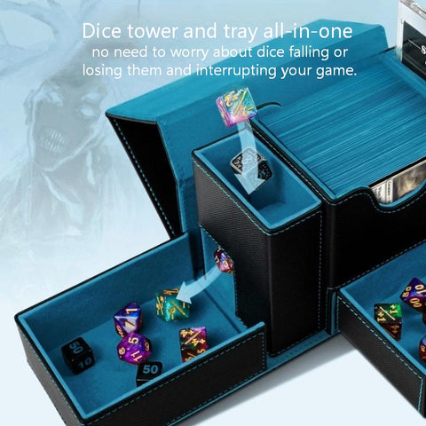 Portable Dice Tower & Storage Box with Velvet & PU Leather – All-in-One Dice Tray, D20 Included, Perfect for DnD, RPGs, and Board Games