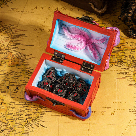 Vintage Dice Storage Chest with Metal Accents – Wooden RPG Dice Box for Dungeons & Dragons, Pathfinder & Tabletop Games