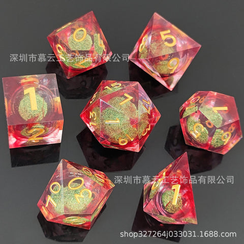 Resin Liquid Core Dice Set – Flowing Glitter DND Dice Multiple colors available