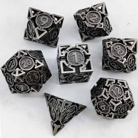Solid Copper Arrow Hollow RPG Dice Set – 8 Dual‑Tone Colors