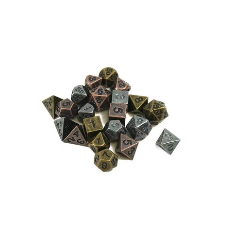Pocket Watch Zinc Alloy Dice Set –  Mini RPG Dice with Vintage Dragon Case