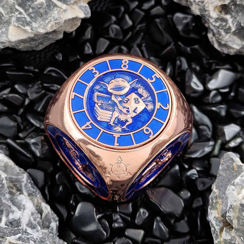 Cube Spinner 7‑in‑1 Metal Dice – Antique Bronze, Copper, Bloodstain & More