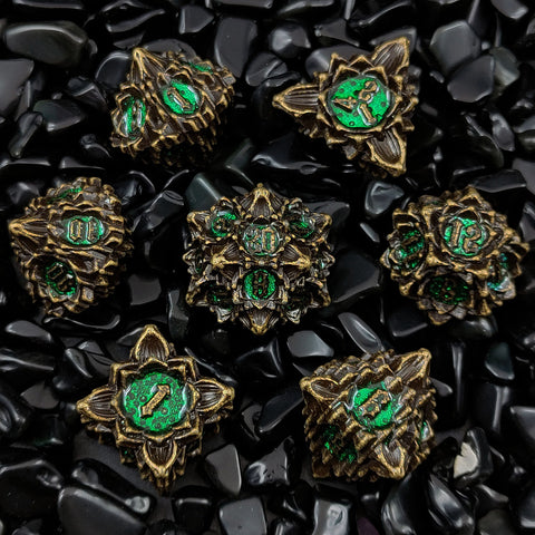 Lotus Blossom Metal Dice Set – Multiple Color Options in Elegant Lotus Design