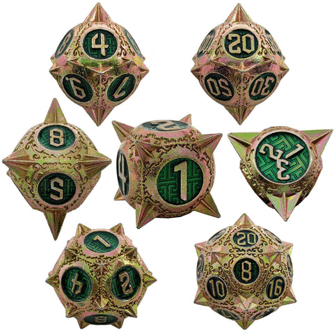 Meteoric Mace Solid Metal Dice Set – Stunning Color Options (Copper‑Blue, Bloodstain, Iridescent, etc.)