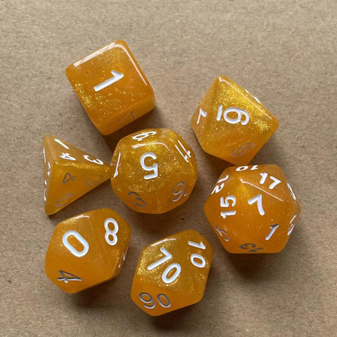 Starlight Mystery Acrylic Dice Set – 15 Random Colors, 7 Polyhedral Dice for DND, RPG, Pathfinder & Tabletop Games