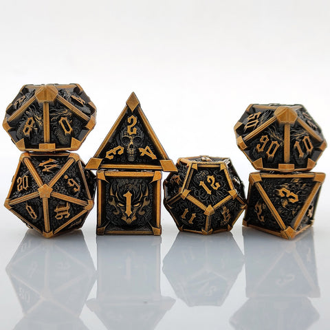 Phantom's Gambit Zinc Alloy Metal Dice Set with Skull Engraving – Multiple Color Options Available