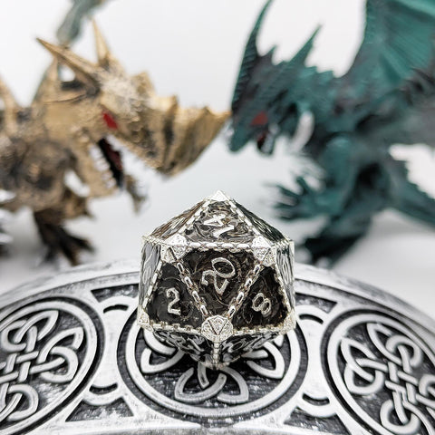 Duskrage Copper Metal Solid Dice Set with Winged Dragon Engraving – Multiple Colors Available