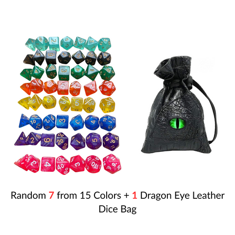 Starlight Mystery Acrylic Dice Set – 15 Random Colors, 7 Polyhedral Dice for DND, RPG, Pathfinder & Tabletop Games