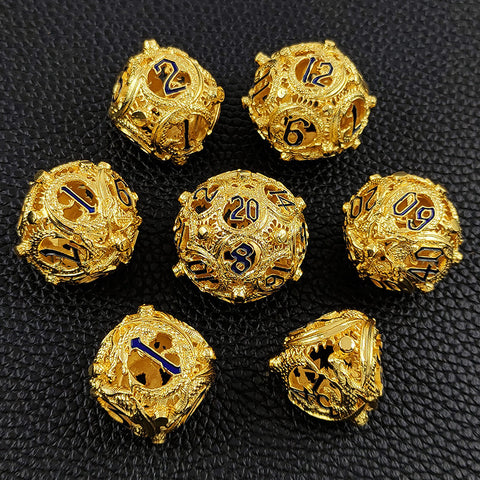 Infermor Metal Hollow Dice Set – 7 Dice, Copper Material, 10 Stunning Color Options