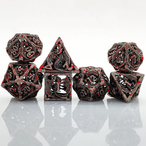 Dinosaur Hollow Metal Dice Set – Solid Copper 3 Antique Colors