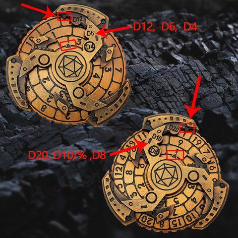 7-in-1 Mechanical Spinner Dice – DND Zinc Alloy Fidget Spinner Multiple colors available