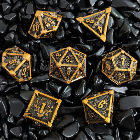 Phantom's Gambit Zinc Alloy Metal Dice Set with Skull Engraving – Multiple Color Options Available