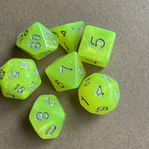 Starlight Mystery Acrylic Dice Set – 15 Random Colors, 7 Polyhedral Dice for DND, RPG, Pathfinder & Tabletop Games