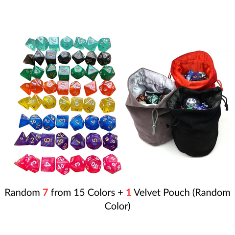Starlight Mystery Acrylic Dice Set – 15 Random Colors, 7 Polyhedral Dice for DND, RPG, Pathfinder & Tabletop Games