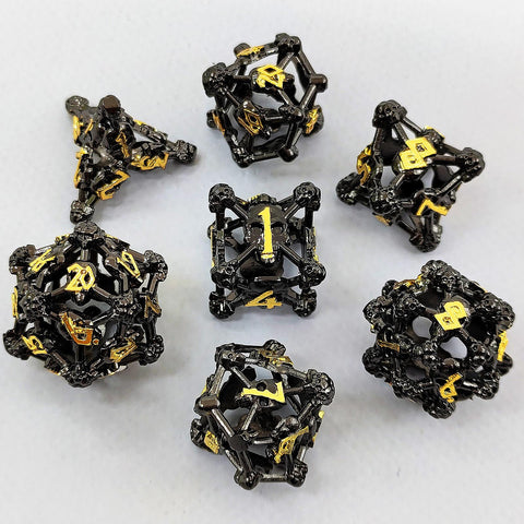 Necroforge Copper Metal Hollow Dice Set with Skull Design – 6 Colors Available