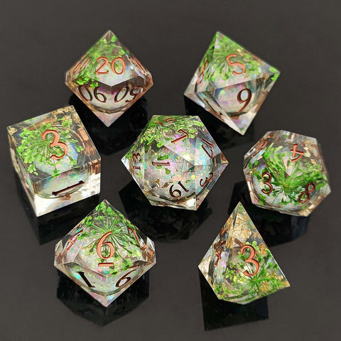 Resin Liquid Core Dice Set – Flowing Glitter DND Dice Multiple colors available