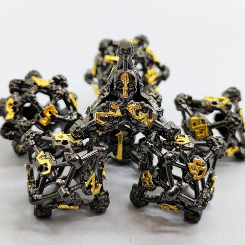 Necroforge Copper Metal Hollow Dice Set with Skull Design – 6 Colors Available