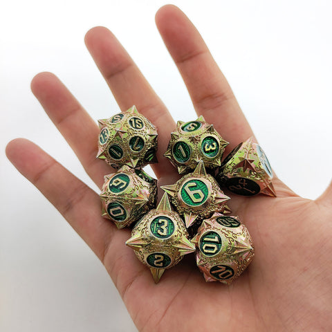 Meteoric Mace Solid Metal Dice Set – Stunning Color Options (Copper‑Blue, Bloodstain, Iridescent, etc.)