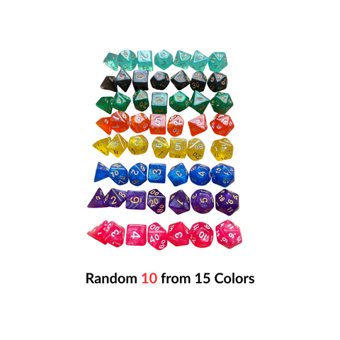Starlight Mystery Acrylic Dice Set – 15 Random Colors, 7 Polyhedral Dice for DND, RPG, Pathfinder & Tabletop Games
