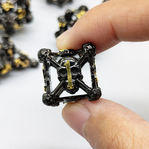 Necroforge Copper Metal Hollow Dice Set with Skull Design – 6 Colors Available