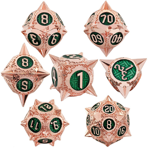 Meteoric Mace Solid Metal Dice Set – Stunning Color Options (Copper‑Blue, Bloodstain, Iridescent, etc.)