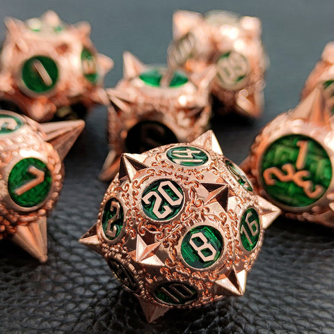 Meteoric Mace Solid Metal Dice Set – Stunning Color Options (Copper‑Blue, Bloodstain, Iridescent, etc.)