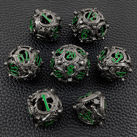 Infermor Metal Hollow Dice Set – 7 Dice, Copper Material, 10 Stunning Color Options