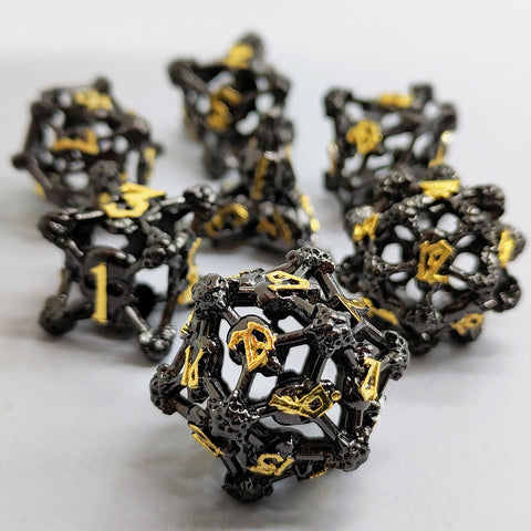 Necroforge Copper Metal Hollow Dice Set with Skull Design – 6 Colors Available