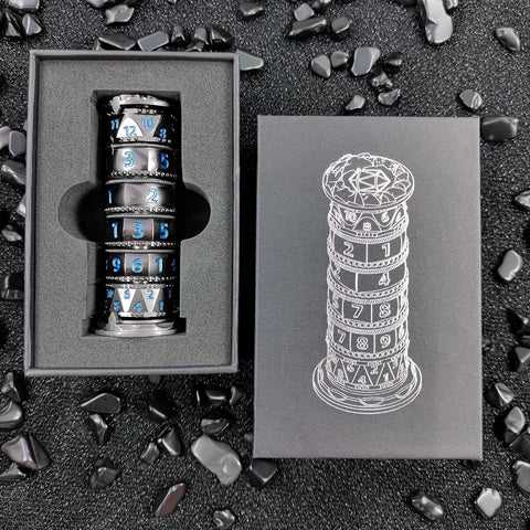 7-in-1 Rotating Tower Dice – Zinc Alloy Spinner Dice Multiple colors available