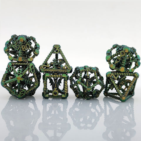 Obsidrak Copper Hollow Dice Set – Mystic Antique Colors for RPG & D&D