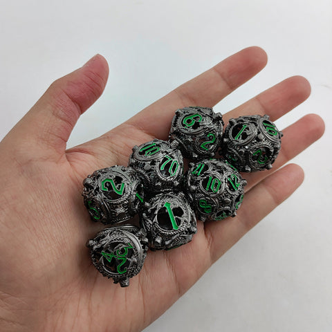 Infermor Metal Hollow Dice Set – 7 Dice, Copper Material, 10 Stunning Color Options
