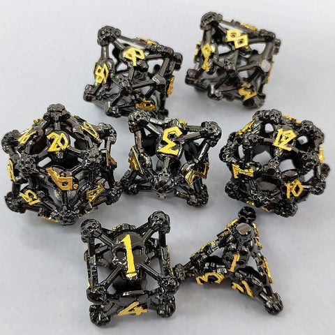 Necroforge Copper Metal Hollow Dice Set with Skull Design – 6 Colors Available
