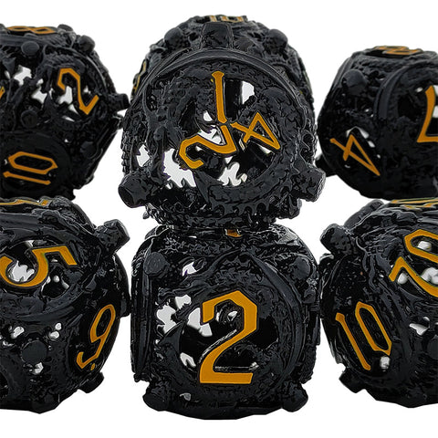 Infermor Metal Hollow Dice Set – 7 Dice, Copper Material, 10 Stunning Color Options
